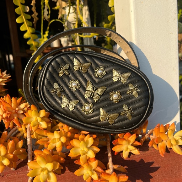 Black and Gold Embellished Women's belt Bag by Steve Madden - Picture 1 of 6